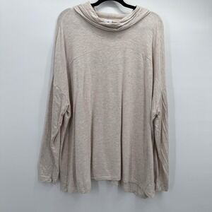 CAbi Shirt Womens XL Beige Cowl Neck Long Sleeve Tunic Top Lightweight Stretch
